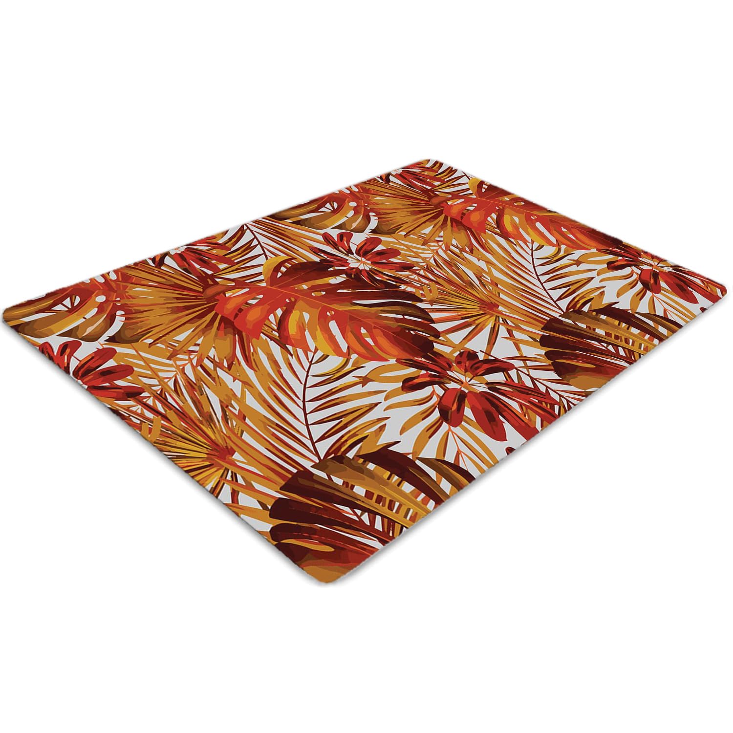Tapis de chaise 120x90 cm rectangulaire en PVC transparent à motif feuilles de feu pour bureau