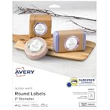 Avery Printable Round Labels, Sure Feed Technology, Glossy White Labels, 2" Diameter, Permanent Adhesive, Laser/Inkjet, 120 Total (22807) – view 1