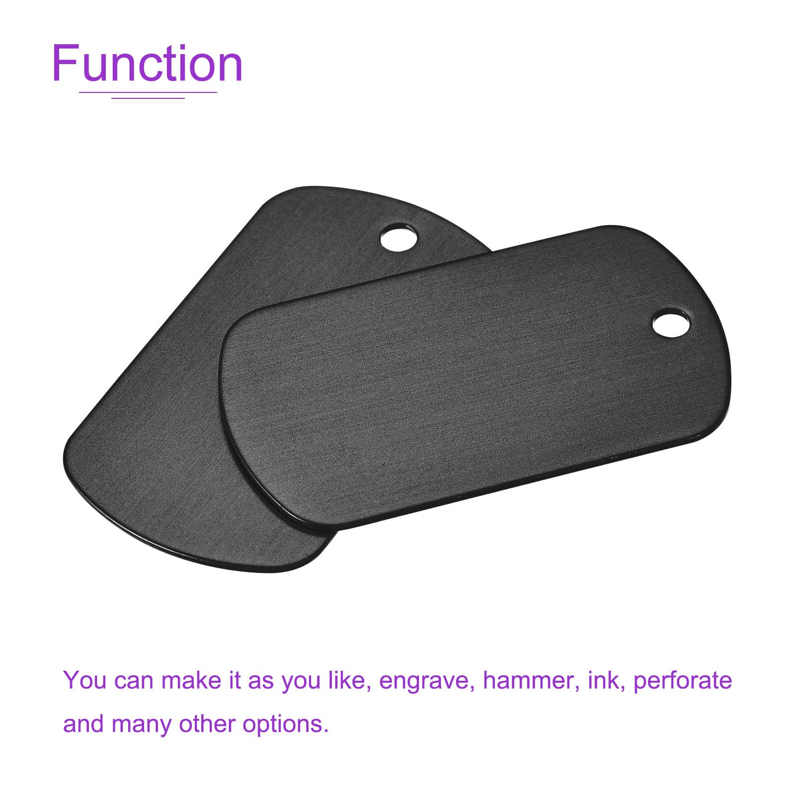 DMiotech 10 Pack 1.97 x 1.14 Inch Metal Stamping Blank Rectangle Aluminum Blank Black Tags with Holes for Labels Key Chains - Image 4