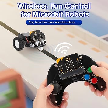 وحدة تحكم لاسلكية من ACEBOTT لمجموعة Micro:bit، مجموعة روبوت ترميز STEM متوافقة مع Makecode، جهاز تحكم عن بعد لتعلم البرمجة، هدايا للأطفال والمراهقين (متضمنة Micro:Bit)