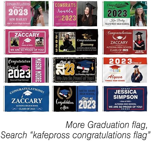Miniatura 7 de Bandera de graduación de 3 x 5 pies para exteriores, letrero de graduación 2024 personalizado, bandera de felicitaciones para la clase de 2024 para