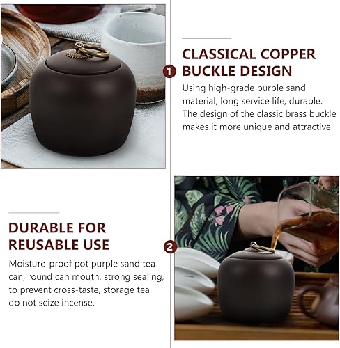 Miniatura 5 de STOBOK 2 piezas de soporte para humedad, arcilla para tapa, recipiente estilo olla, almacenamiento redondo, cerámica, morado, tradicional, sellado y