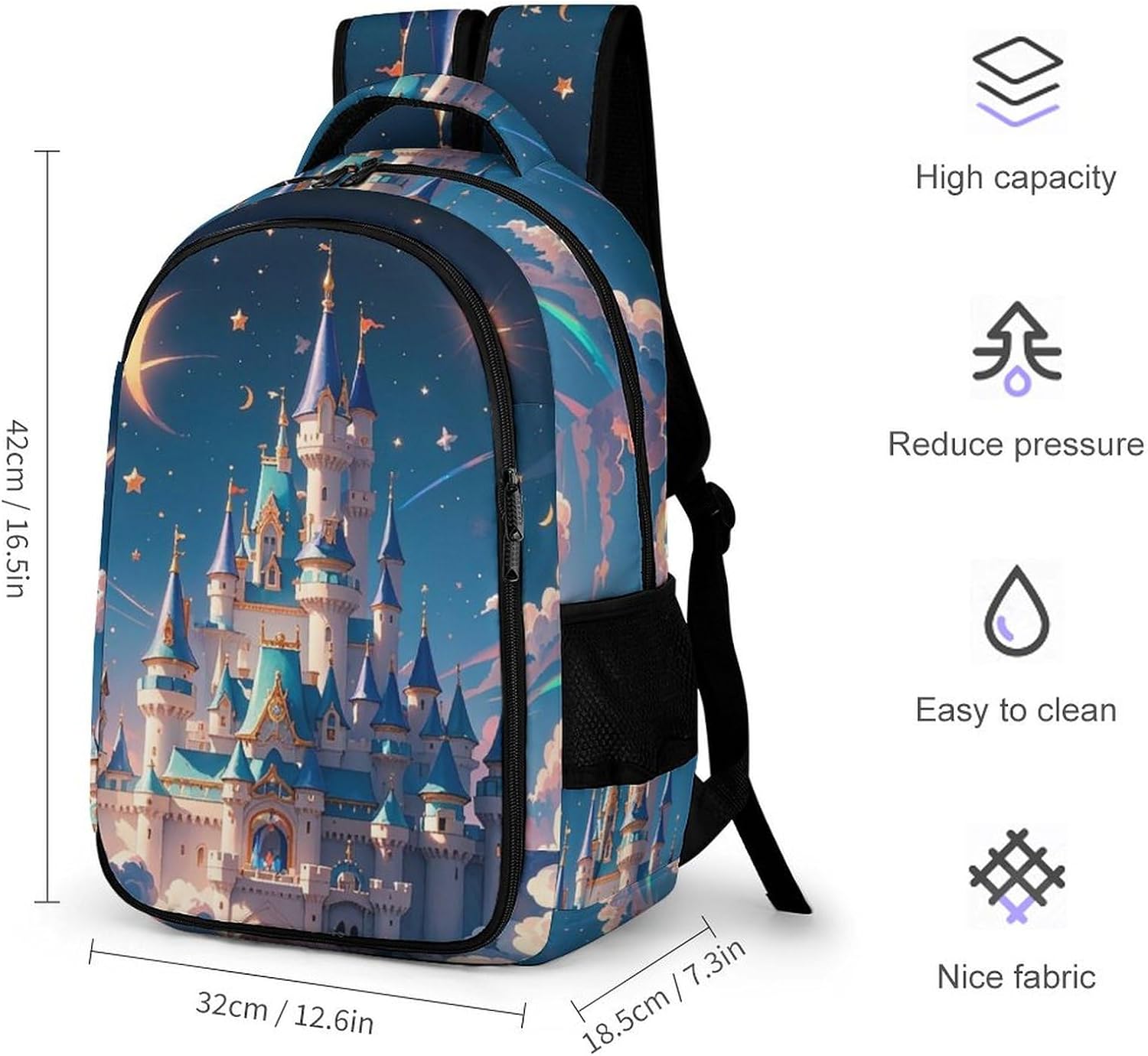 Travel Backpack for Women Men Cool Aesthetic Castle Laptop Backpack Large Bookbag Computer Bag for Hiking image 2