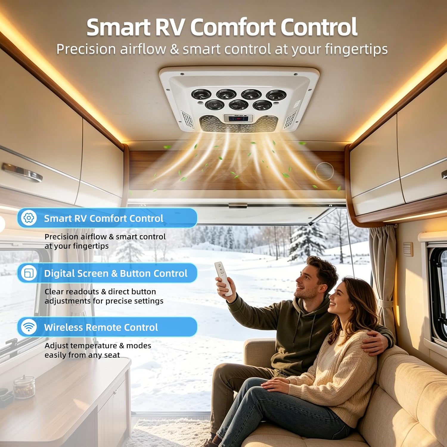 Treeligo 12V 10000BTU RV Rooftop Air Conditioner for RV Heating & Cooling,12 Volt DC Ultra-Quiet AC Kit,for Motorhome, Truck, Campers,Campervan, Trailers and Caravan