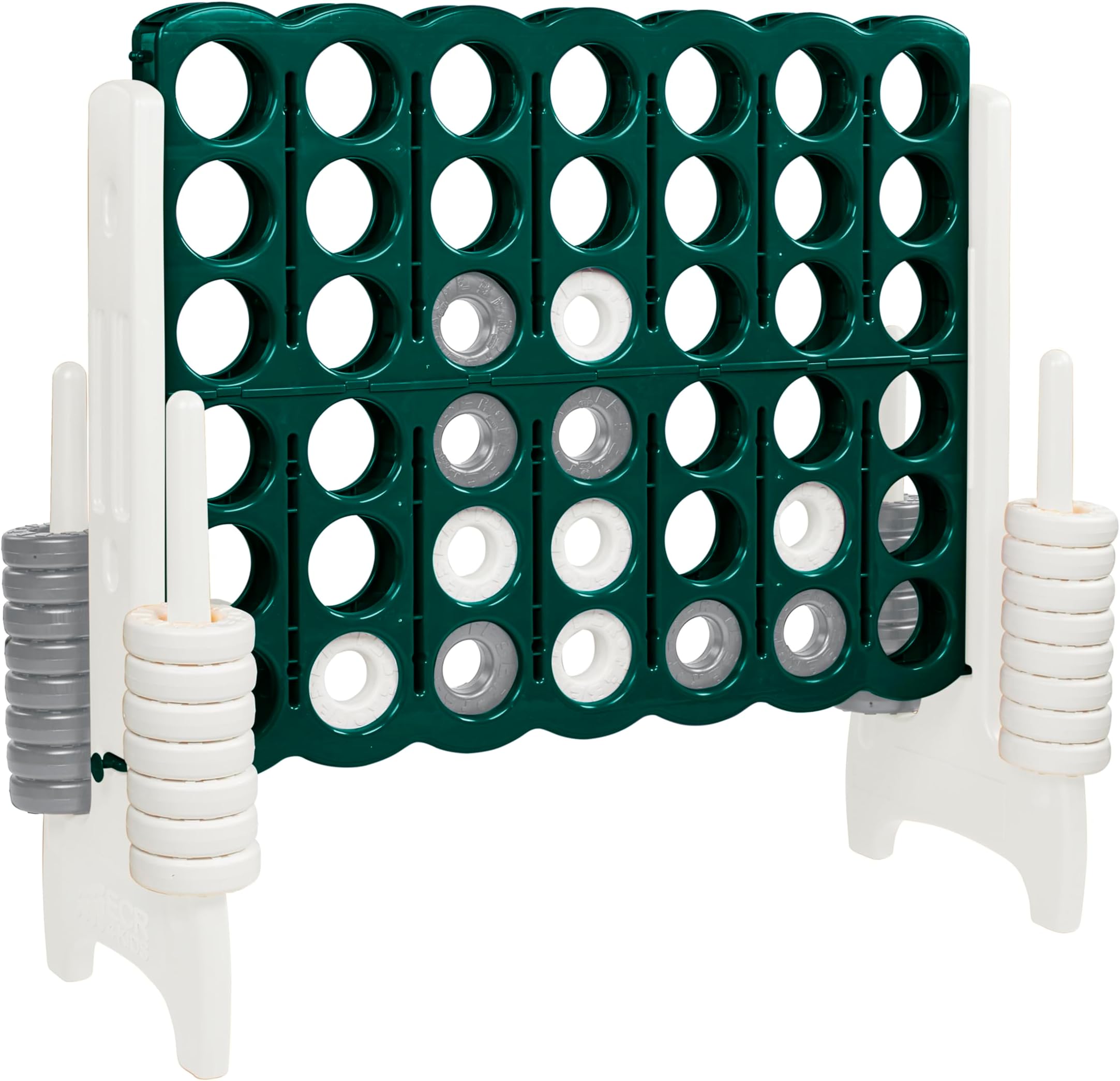 ECR4Kids Jumbo 4-to-Score Giant Game with 42 Rings and Reset Sliders, Kids Games, Green, White