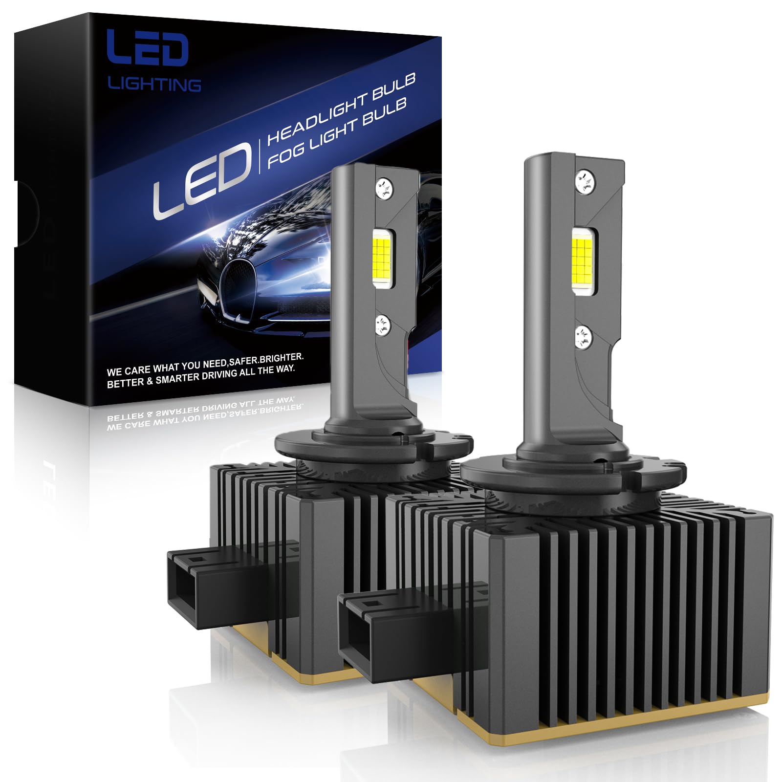 OVVOFPP Lampade LED D1S 36000 Lumens, 180W 6500K Bianco Estremamente Luminoso per Fari Auto, 1:1 Sostituzione Lampade Xenon HID, Plug and Play 2 Pezzi