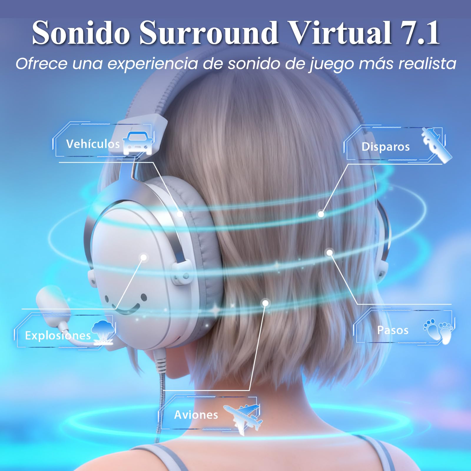 FIFINE Auriculares con Cable y Microfono, Over Ear Auriculares Gaming PC PS4 PS5 Xbox Switch con 7.1 Sonido Envolvente, Almohadillas Blandas para Los Oídos