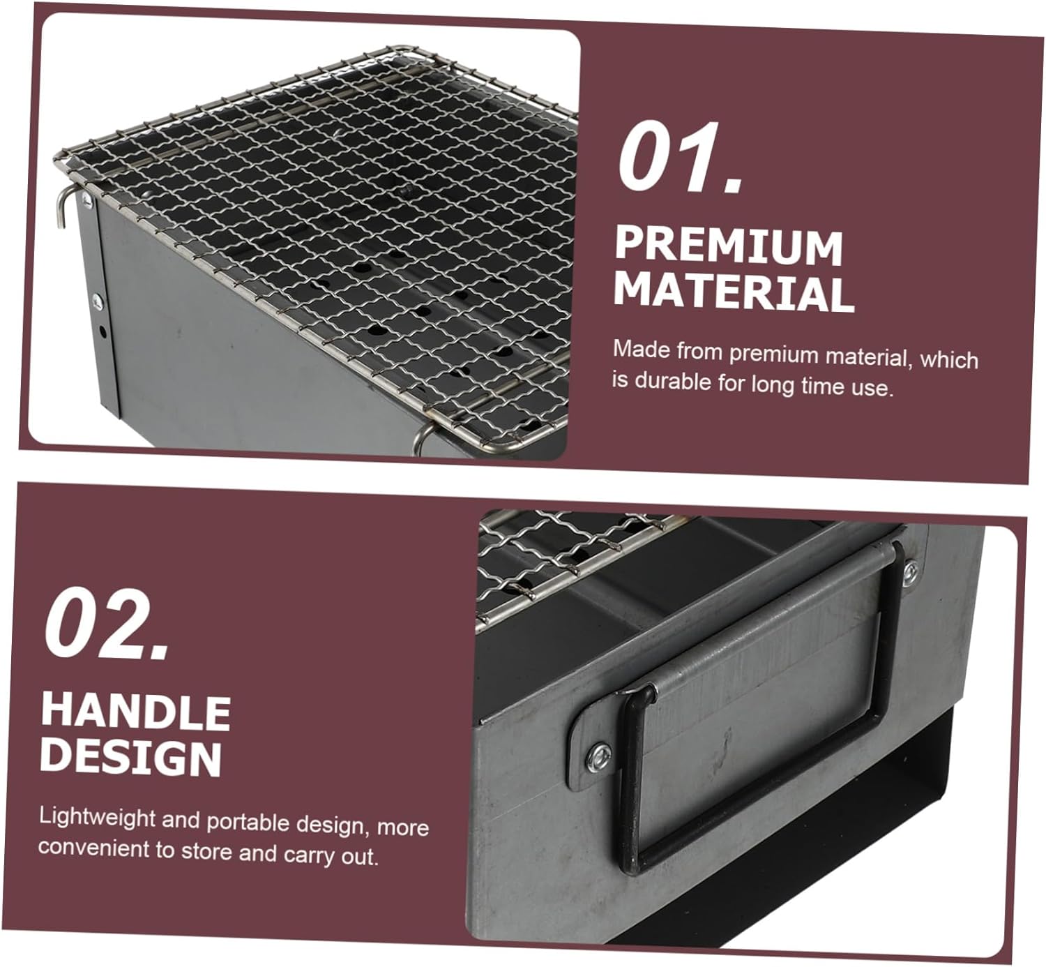 2pcs Portable Iron Alloy Barbecue Grill for Camping and Outdoor Cooking Lightweight Design Air Circulation Easy to Use Bbq Rack for Picnic and Backyard Events