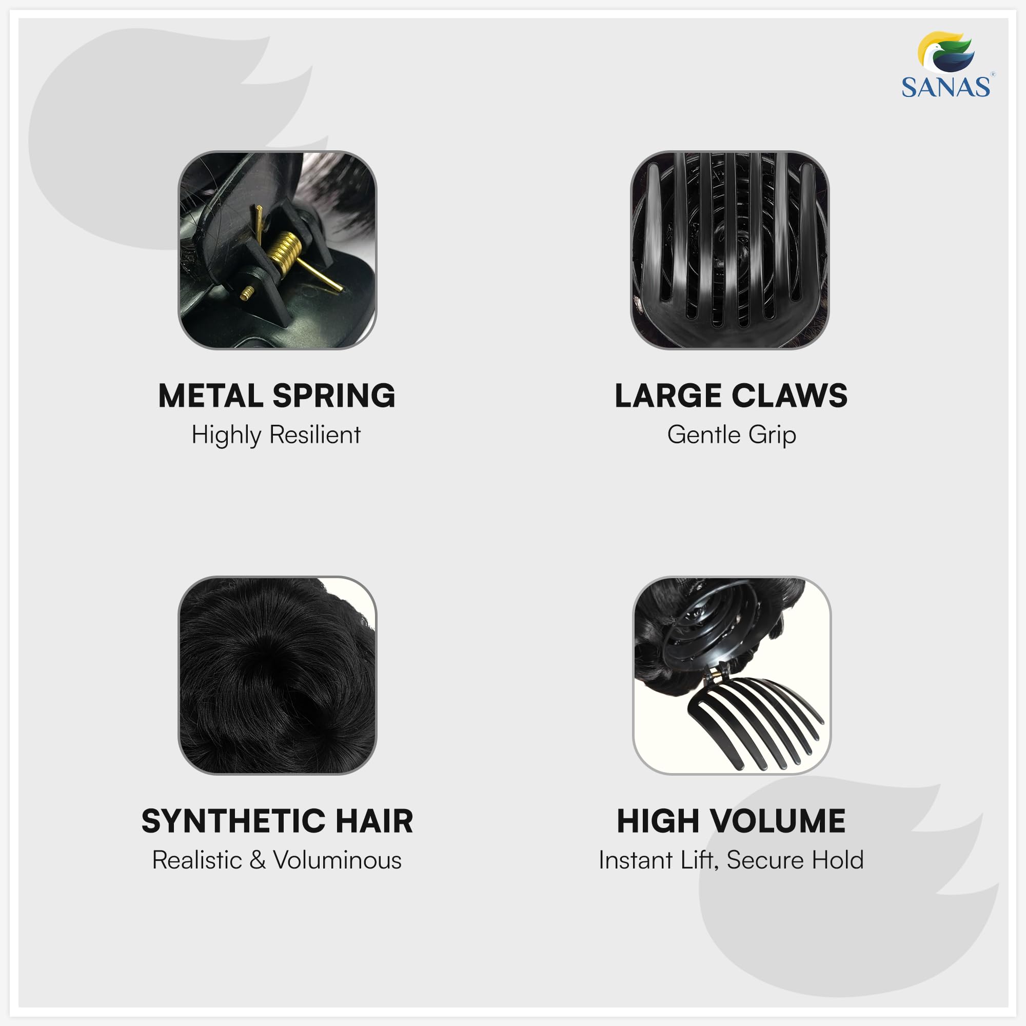 Sanas 1Pc Hair Extensions for Girls Clip in Extensions Synthetic Updo Fake Easy Bun Maker Hairpiece Accessories for Girls and Womens (Black) - Image 7 thumbnail