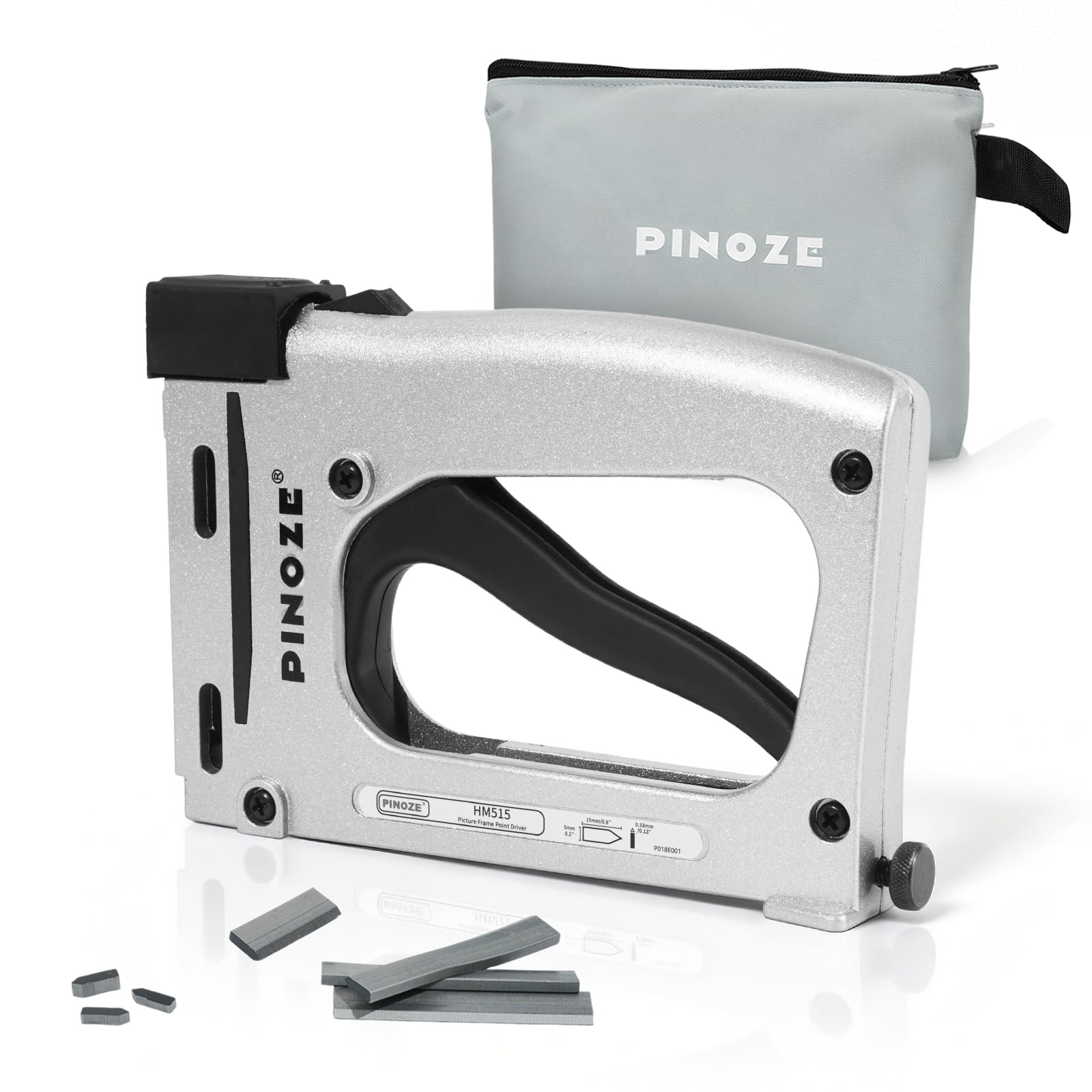 PINOZE Hand Picture Fram Tool with 2000-Count Flexible Point Nails, Point Driver & Tool Pouch, Picture Framing Tool for DIY Crafts, Frame Point Driver, Picture Frame Stapler/Nailer/Tacker (Silver)