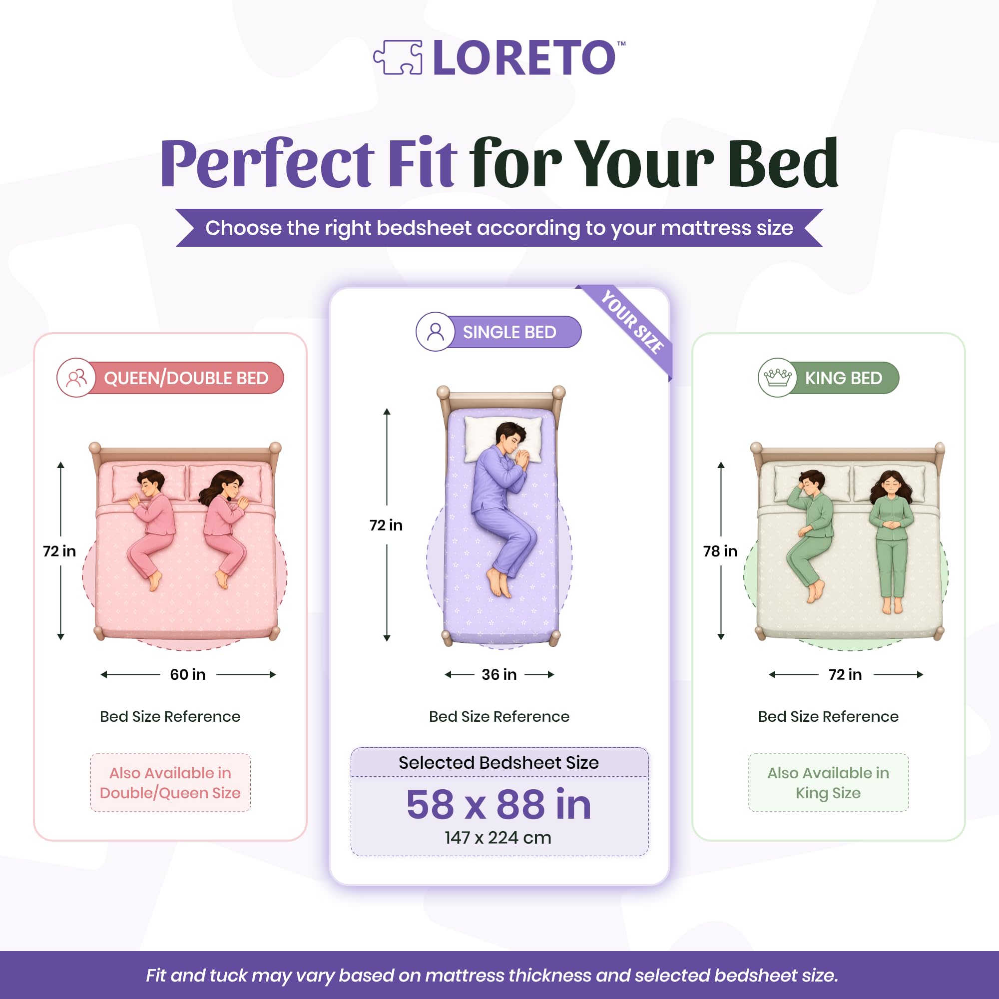 Loreto 100% Cotton Single Bed Sheet with 1 Pillow Cover, 58 x 88 inch 3