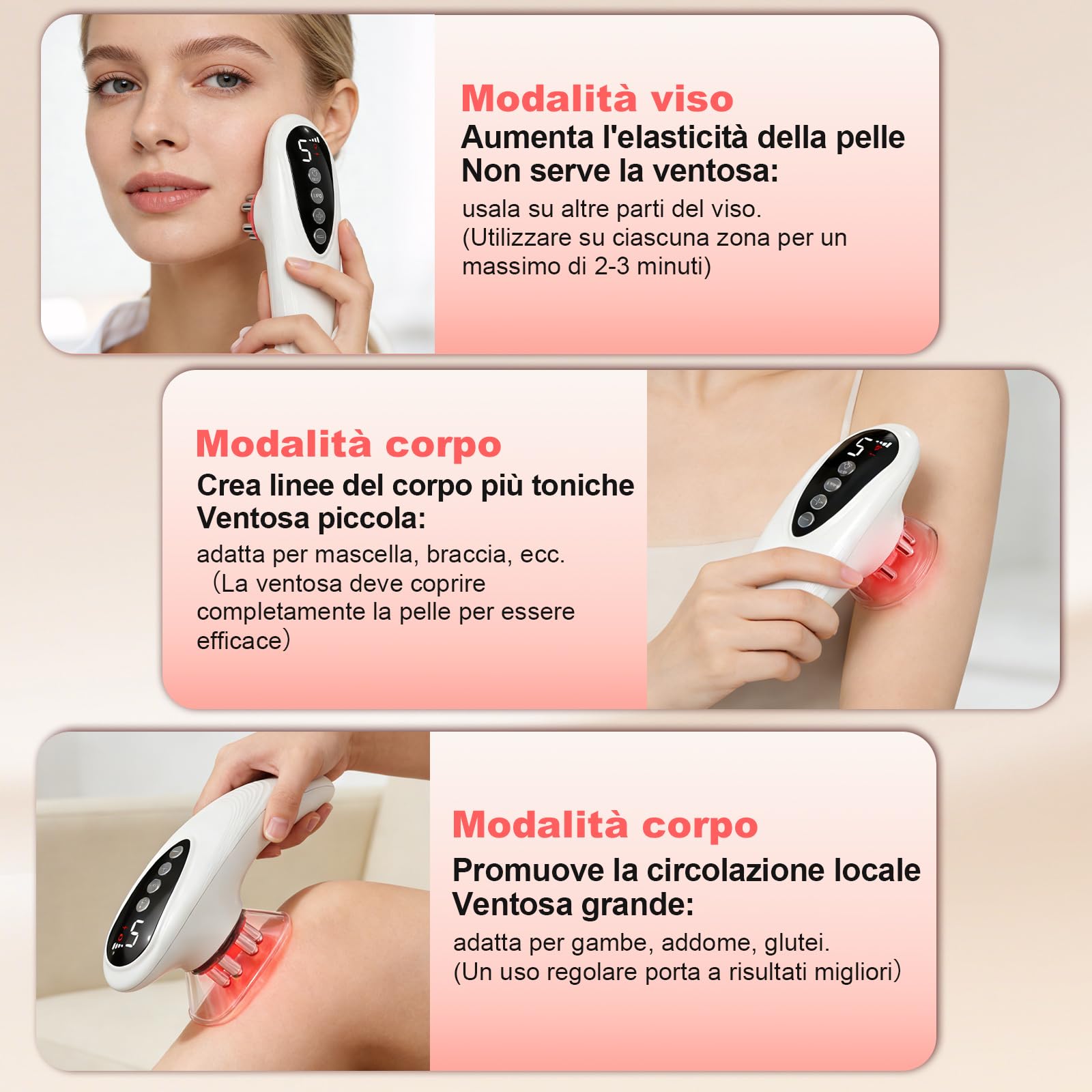 3in1 Massaggiatore a Coppettazione Elettrica, Anticellulite Massaggiatore dotato di terapia con luce rossa EMS, 5 Livelli di Intensità Regolabili, Rassoda Tessutii, Drenaggio Linfatico
