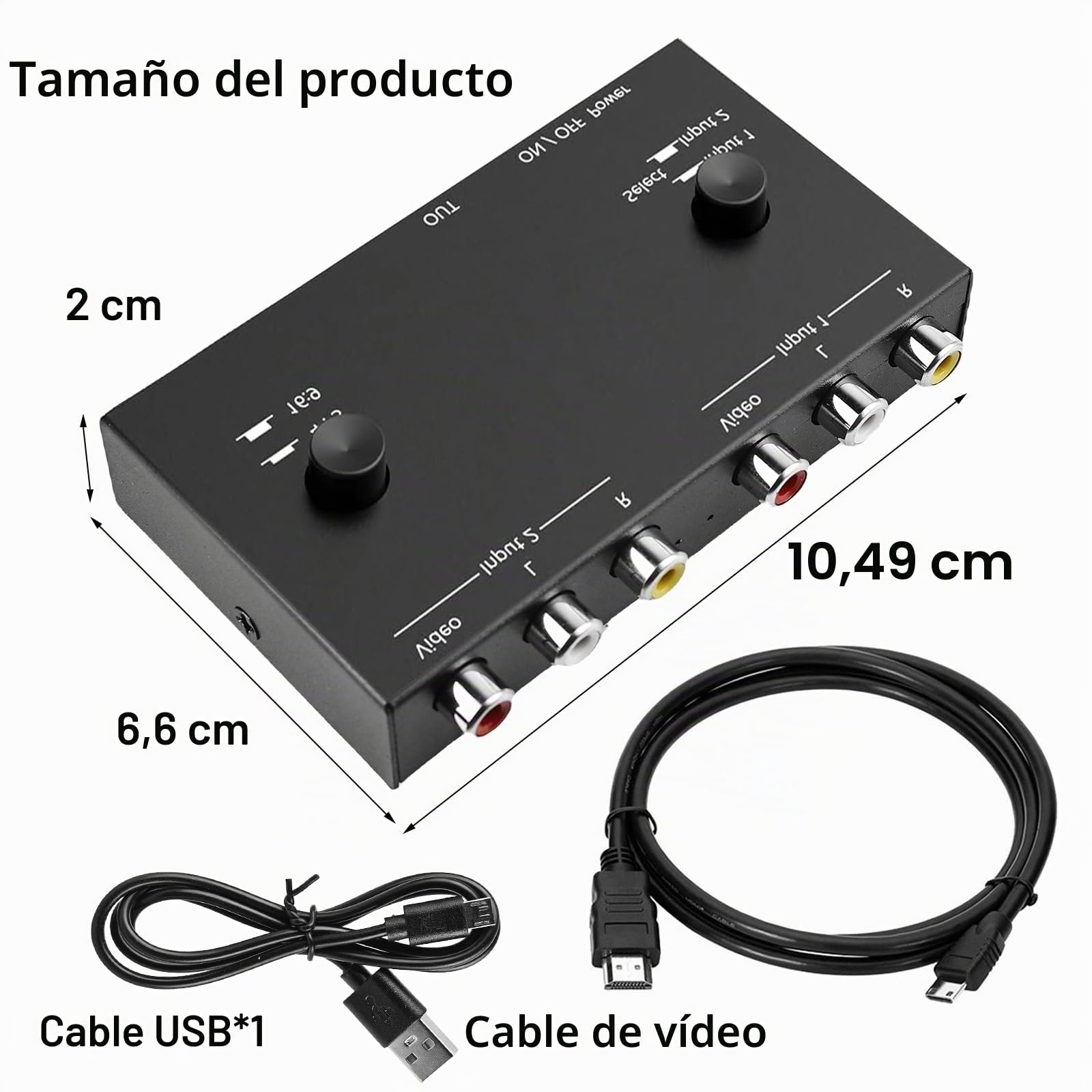 HOSPAOP Convertidor RCA a HDMI - Adaptador Dual AV, Compatible Con 1080P 60Hz, 16:9/4:3 Para WII/N64/PS1/PS2/PS3/STB/Xbox/VHS/VCR/DVD y Más