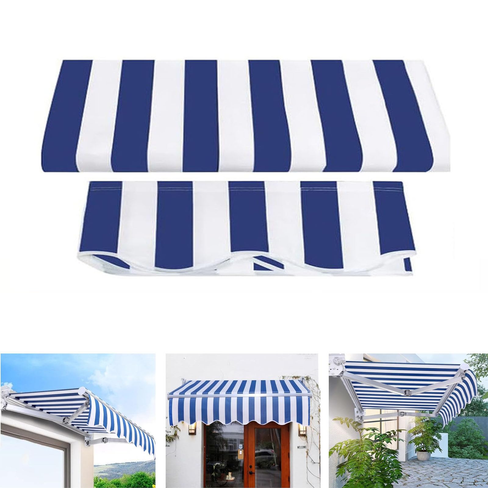 markisen neubezug Einziehbare Markise Ersatzbezug Aus Stoff Mit Uv- Und Wasserabweisendem Stoff Sonnenschutzabdeckung Aus Polyester Fürterrasse, Garten(Size:13x6.5ft,Color:Blaue Streifen) Fahrrad-Sale | Damen Crossbikes neuheiten Style:E-Mountain Bike