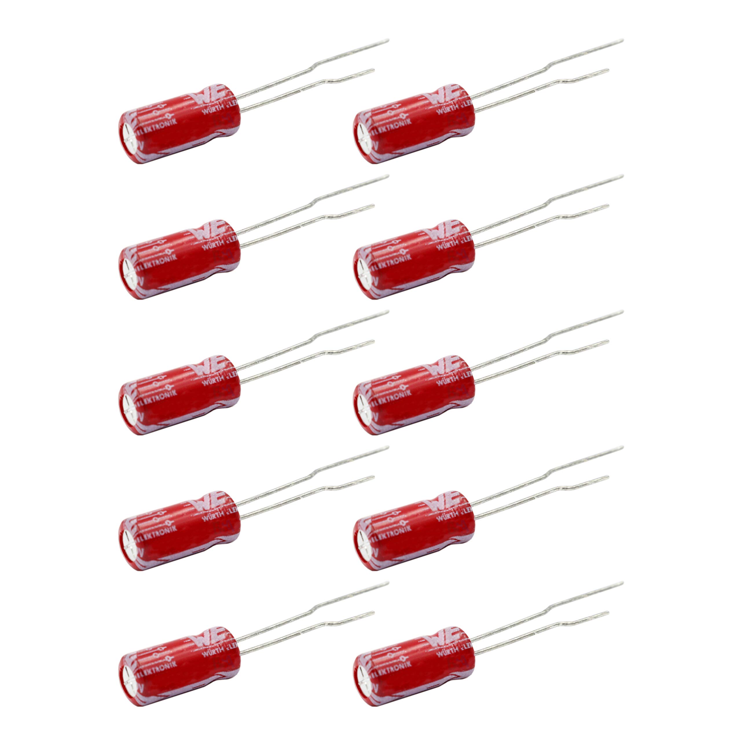 Pack of 10 27uF 10V Electrolytic Capacitor WURTH ELECTRONICS -55°C +105°C Long-Life Low ESR Terminals THT Through Hole Radial Electrolytic Capacitors Capacitor