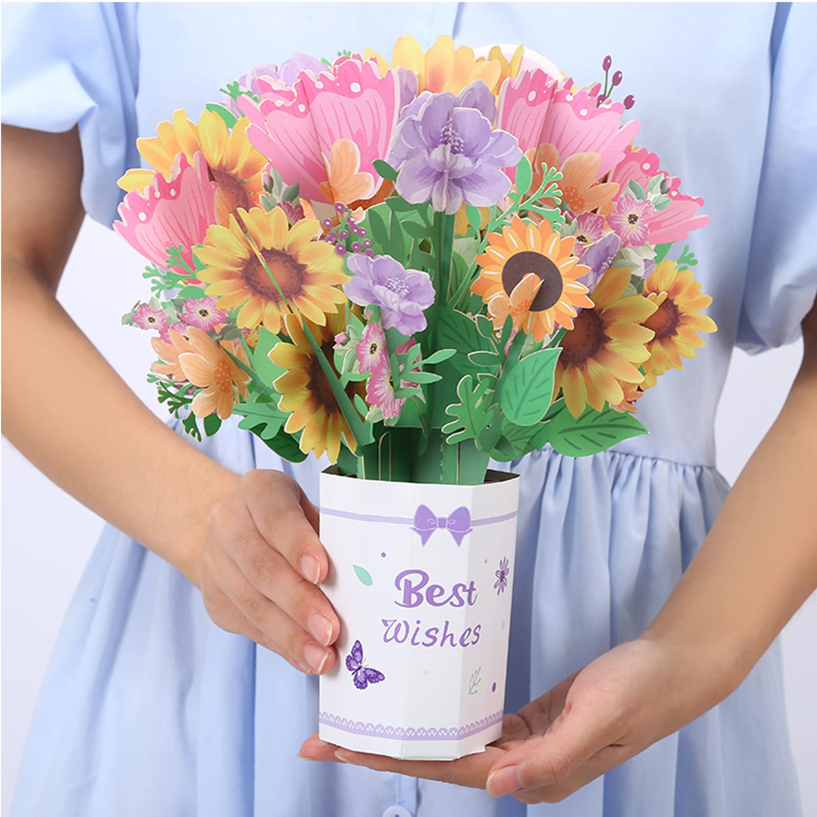 CNLITIHEKA Pop Up Flower Cards, Flower Bouquet Popup Greeting