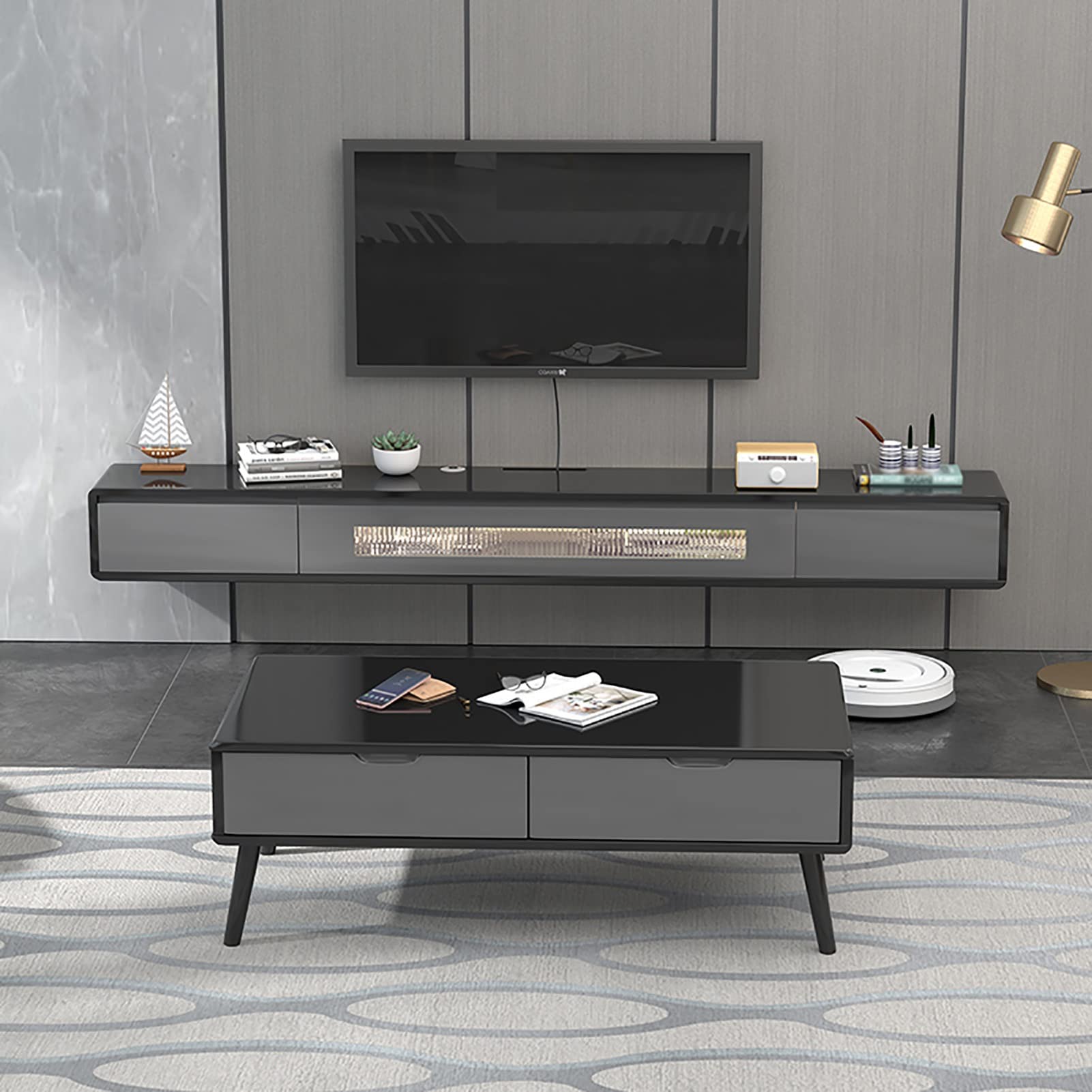 Amazon.co.jp: 家庭やオフィスに使用されるフロートテレビラック、木製