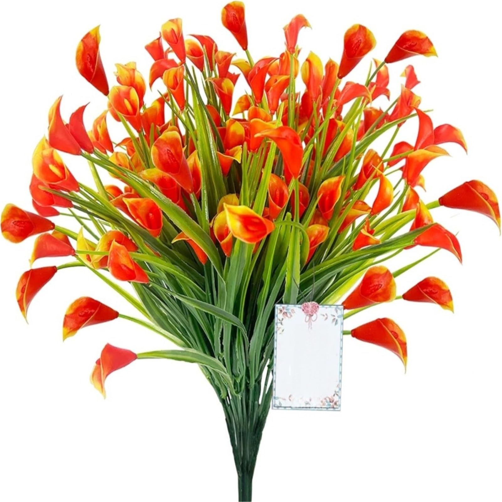 Dcrxz Artificial Flowers 10PCS 33cm Artificial Calla Lily Bouquet Plastic UV Protection Fake Flowers Calla Lily Artificial Flowers Home Room Decor(Orange)