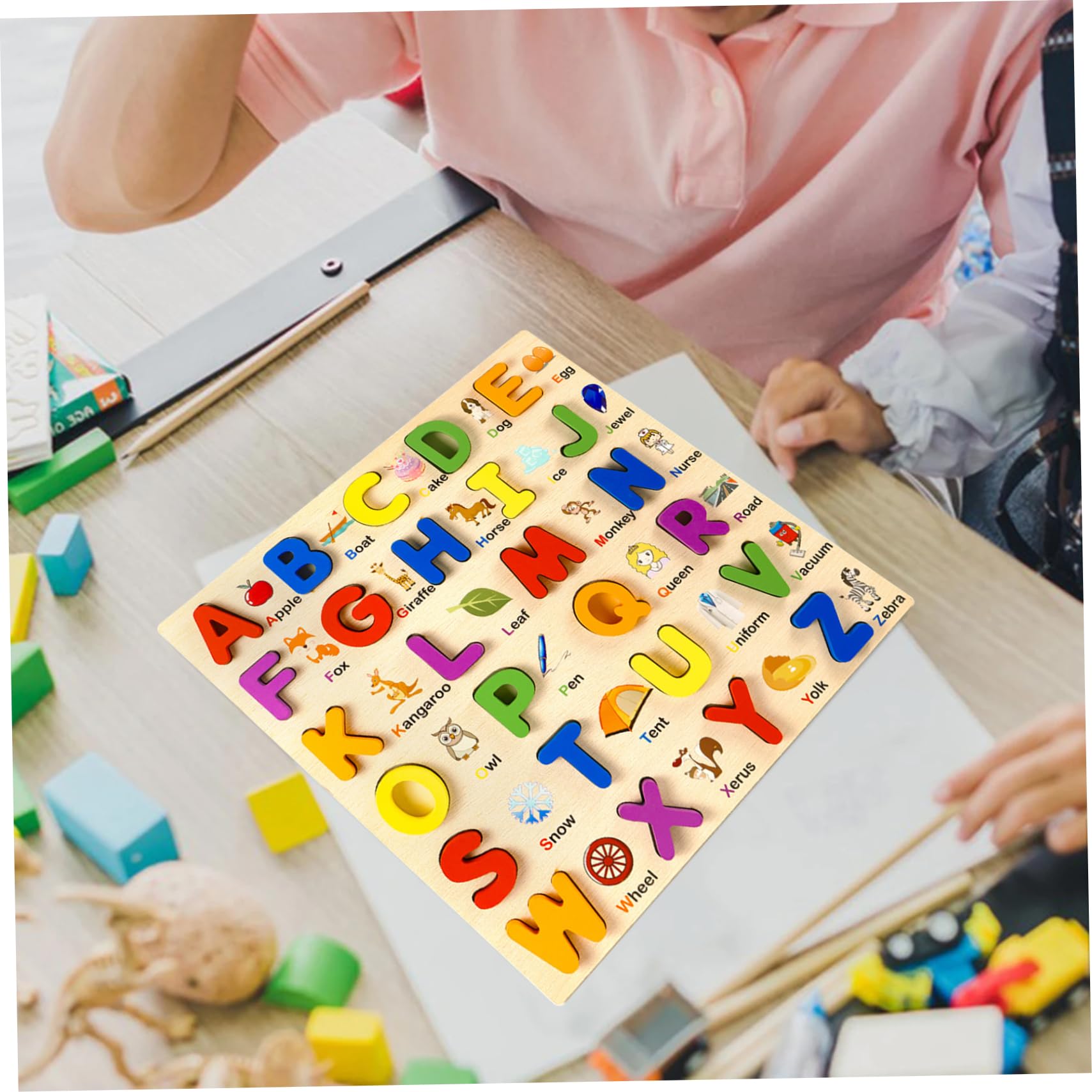 Puzzle in legno, 3 pezzi di puzzle con alfabeto e numeri, giocattoli educativi per attività di apprendimento prescolare per bambini di 1, 2, 3, 4 e 5 anni, in legno per bambini piccoli, puzz