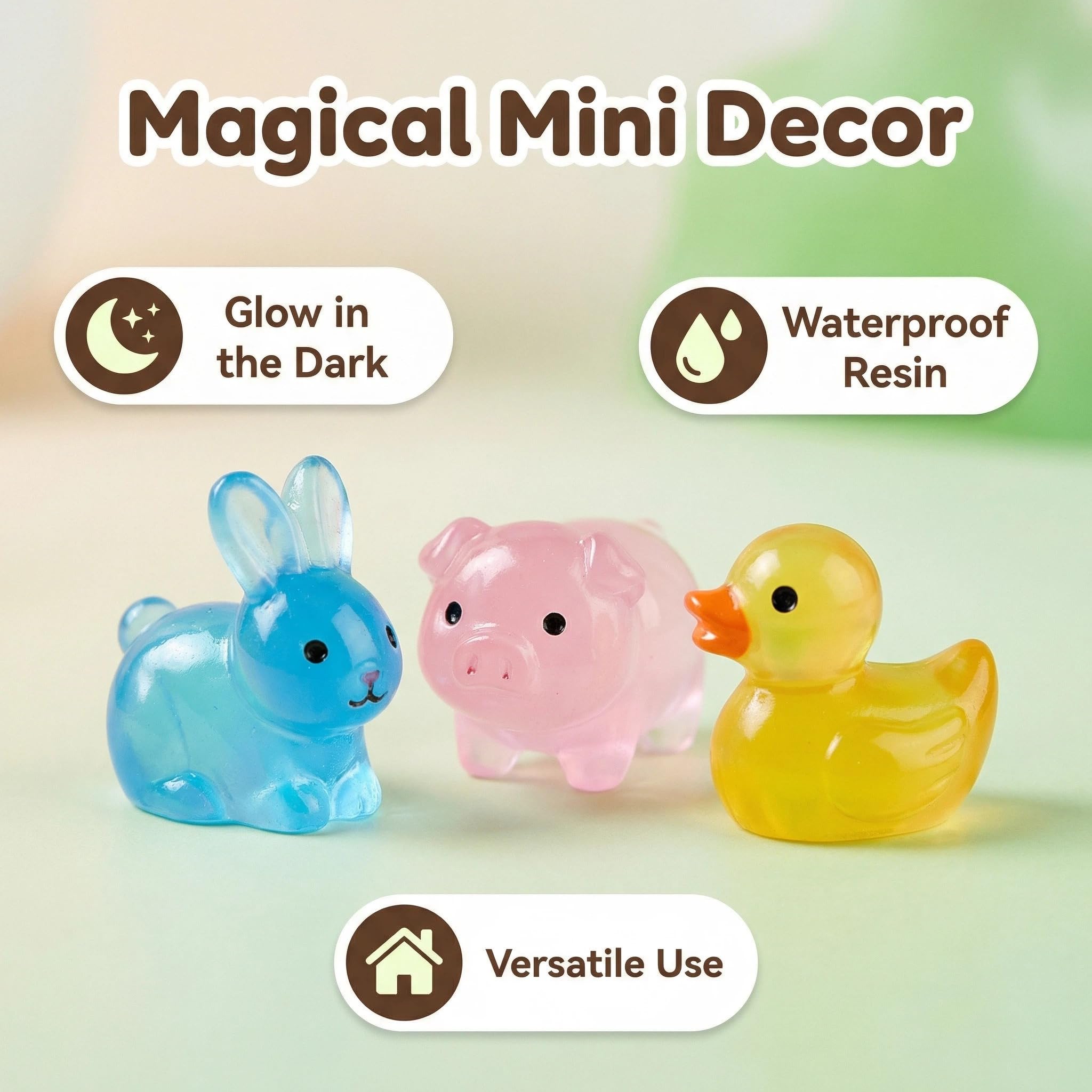 LEBKFT 100 Pcs Mini Resin Animals Glow in The Dark - Image 4