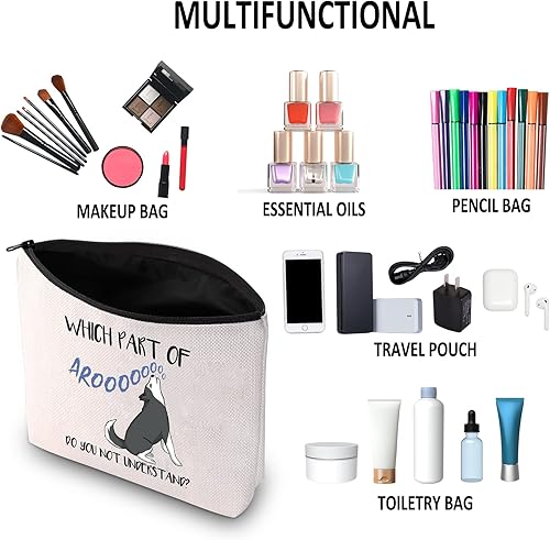 Miniatura 6 de G2TUP Regalo para amantes de los husky bolsa de maquillaje Aroooooooo para mamá husky y propietaria - Bolsa de viaje con cremallera, Qué parte de la