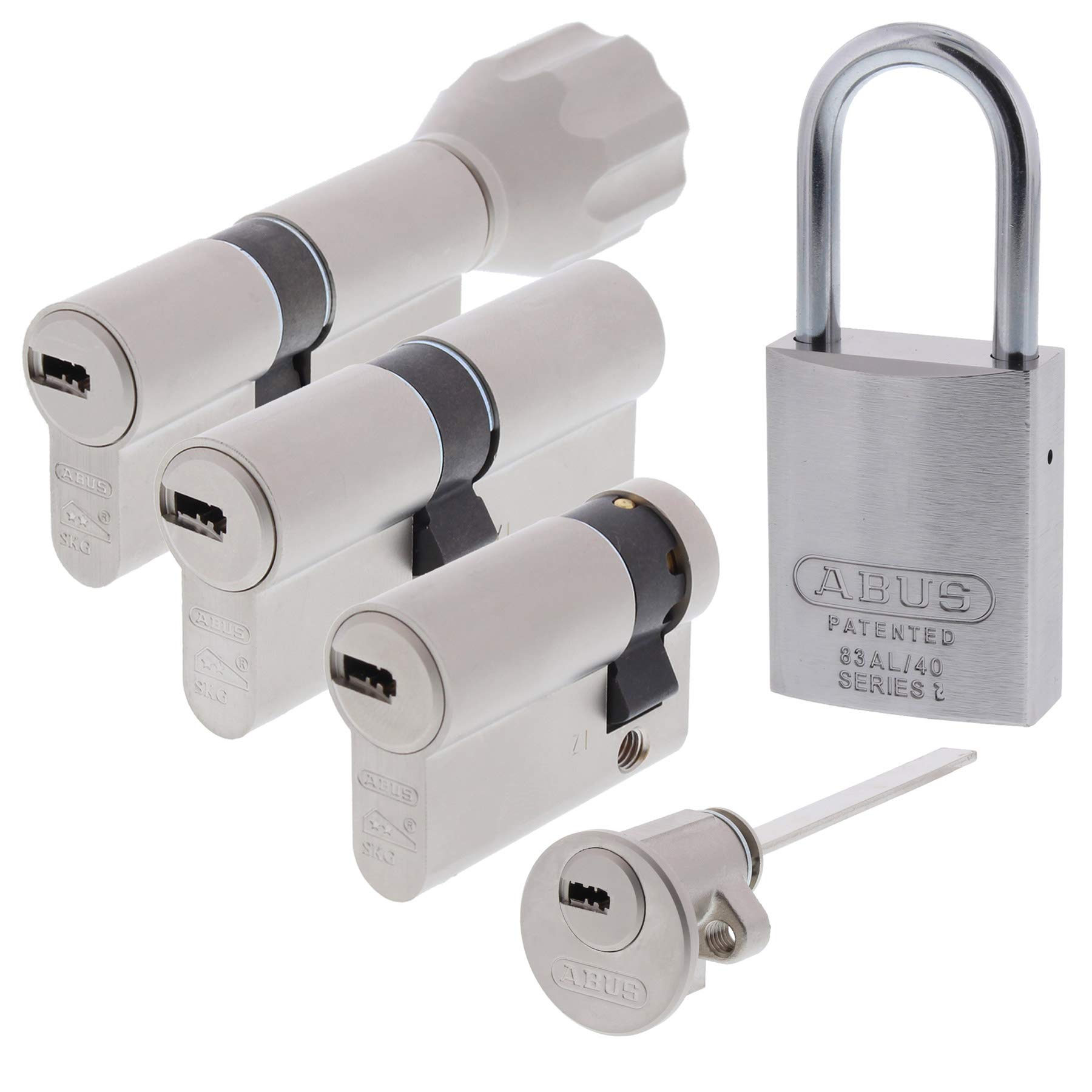 ToniTec Set aus ABUS Profilzylinder als Doppelzylinder EC550 Nachfertigung nach Code ohne Schlüssel Größe 30 60mm