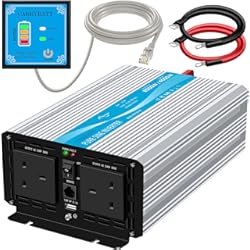 CARRYBATT Inversor de Corriente de Onda sinusoidal Pura 2000W/4000W Convertidor DC 12V a AC 220V 230V con Mando a Distancia & Salidas de AC duales y Puerto USB
