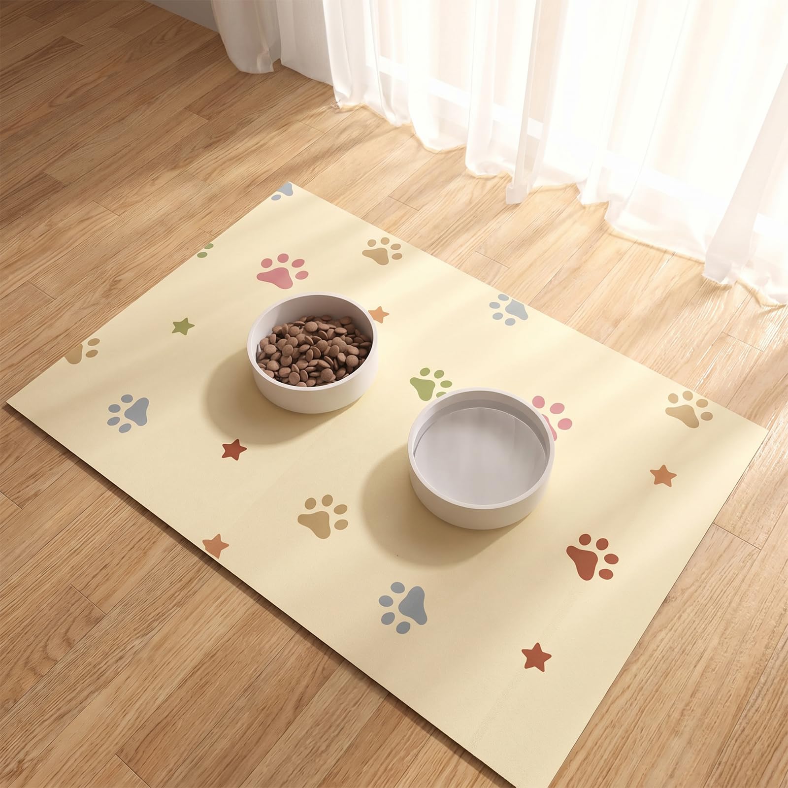 Dog Mat for Bowls 30x50cm Rubber Paw Design
