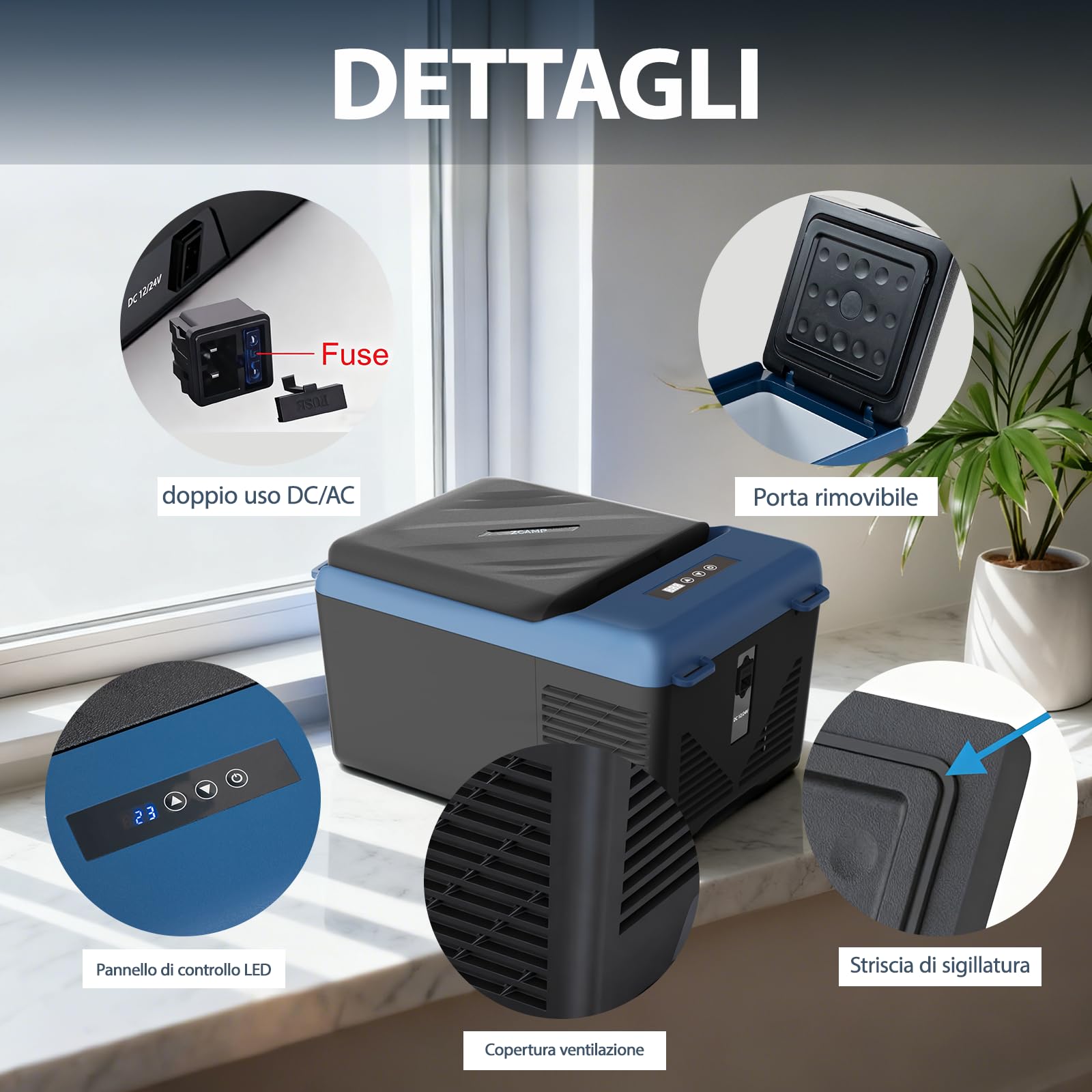 KI9 9L Mini Frigo Frigorifero Portatile Per Auto Congelatore 12/24V DC,Per Viaggio, Picnic, Campeggio Uso Esterno, da -20℃ a 20℃