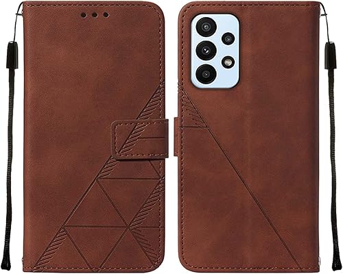Miniatura 7 de OOPKINS Compatible con Samsung Galaxy A23 Funda tipo cartera diseño retro de lujo de piel sintética con ranuras para tarjetas soporte magnético