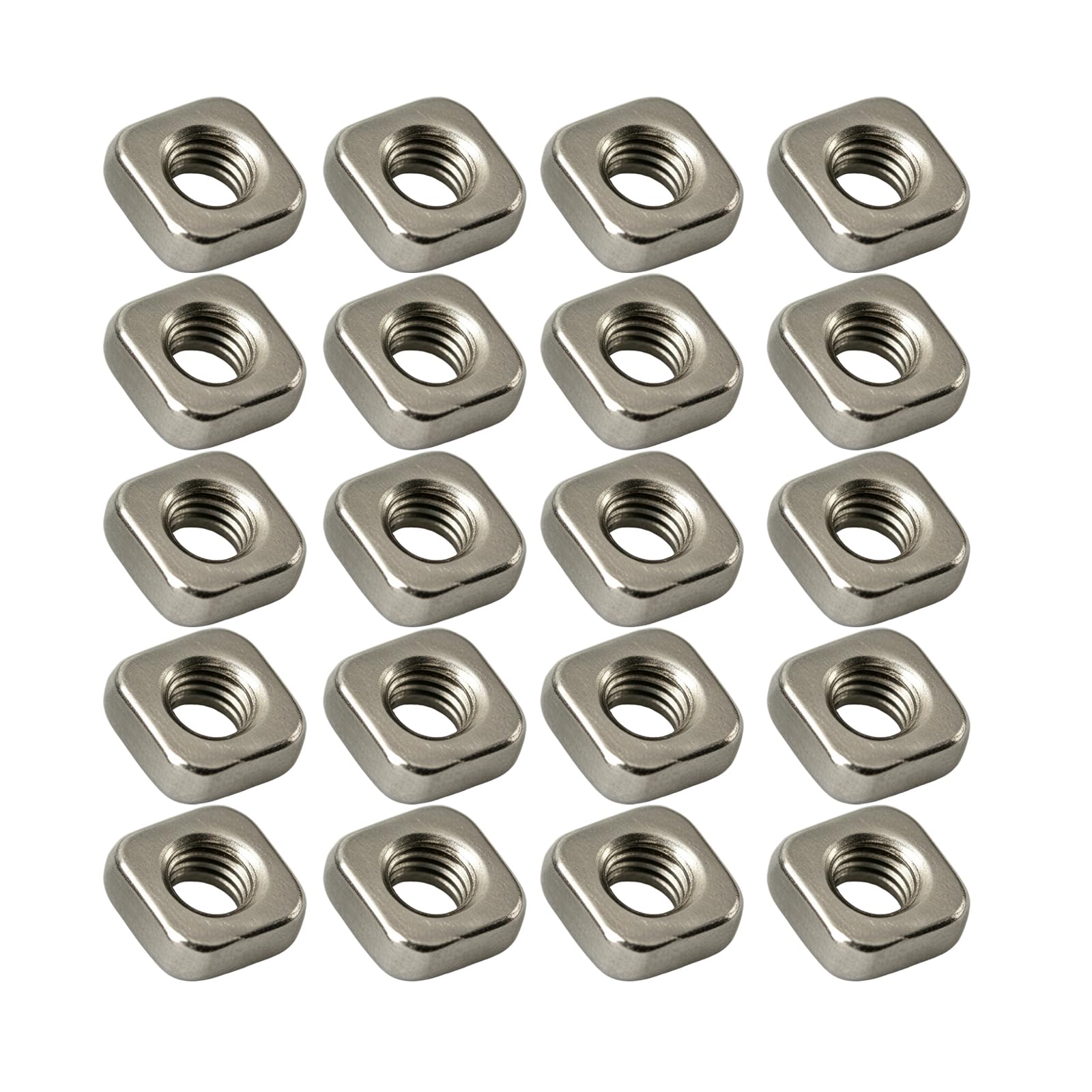 M3 Stainless Steel Square Nuts, Metric Female Thread Fasteners for Furniture Frame Assembly Home Repairs, 20Pcs