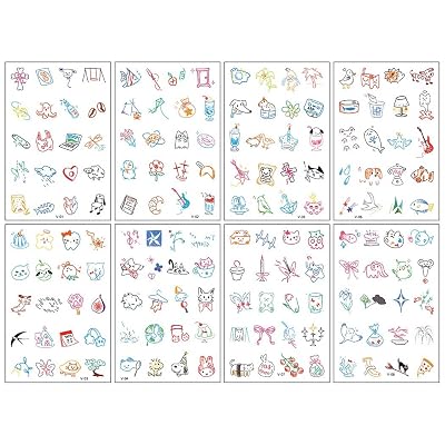 MAYCREATE® 8 Sheets Temporary Tattoo Mixed Styles Small Tattoo Sticker Last Long Realistic Tattoos for Women Girls Sweat