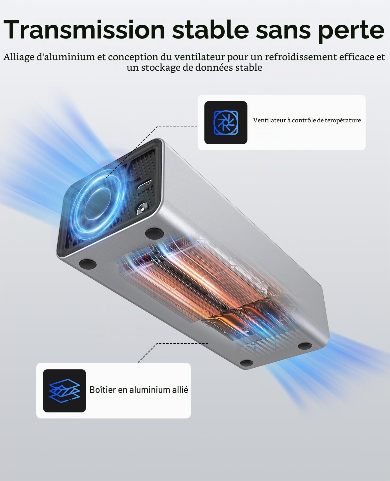 ORICO FlashGo 4To SSD Externe jusqu'à 3200 Mo/s, Thunderbolt 4 (40 Gbps), USB-C (10 Gbps) Disque Dur Externe SSD avec Ventilateur Intégré pour Montage Vidéo sur Mac Mini et MacBook FG02