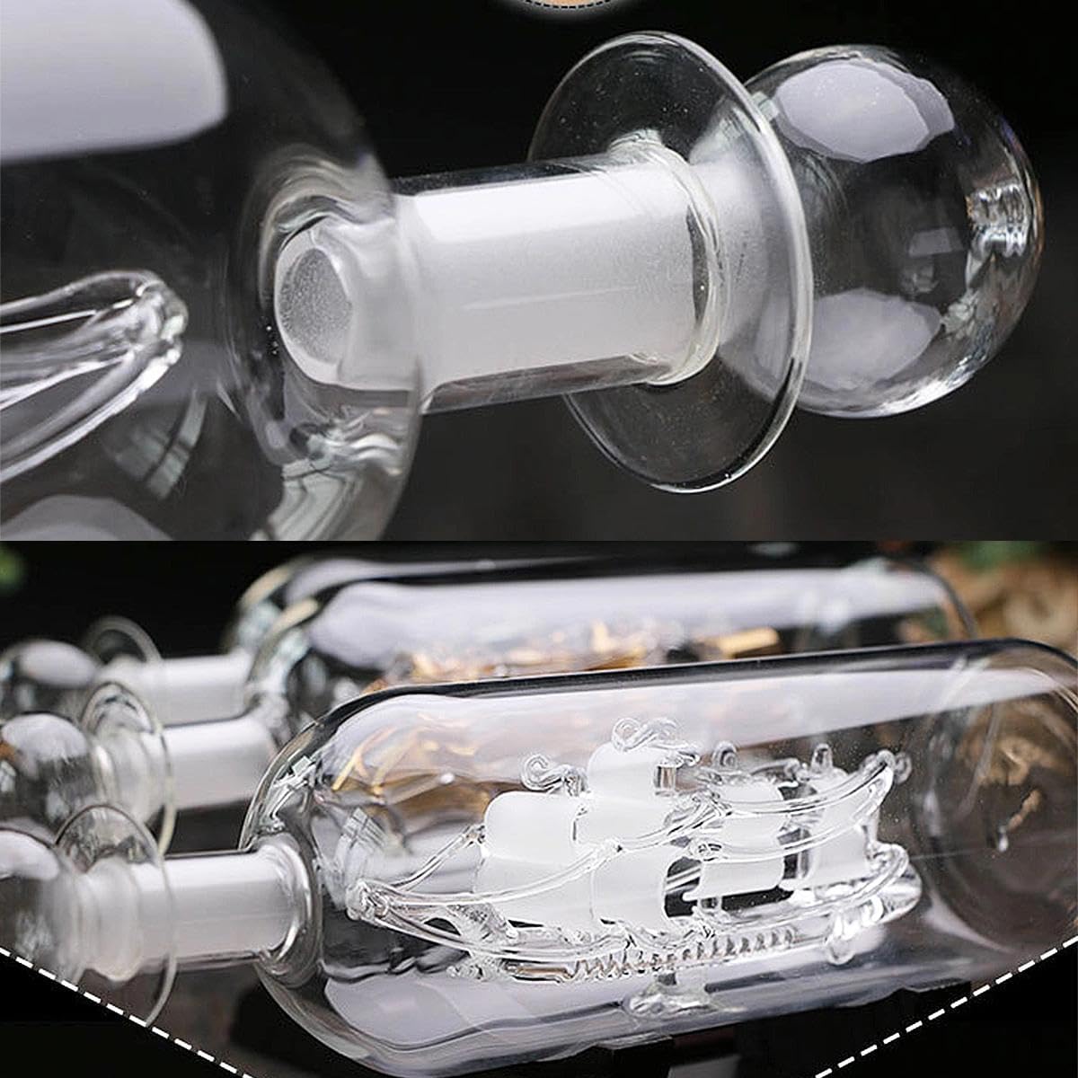 Ship in A Bottle Glass Boat Wooden Home Room Decoration Vintage Hogar Decoration Accessories (White)