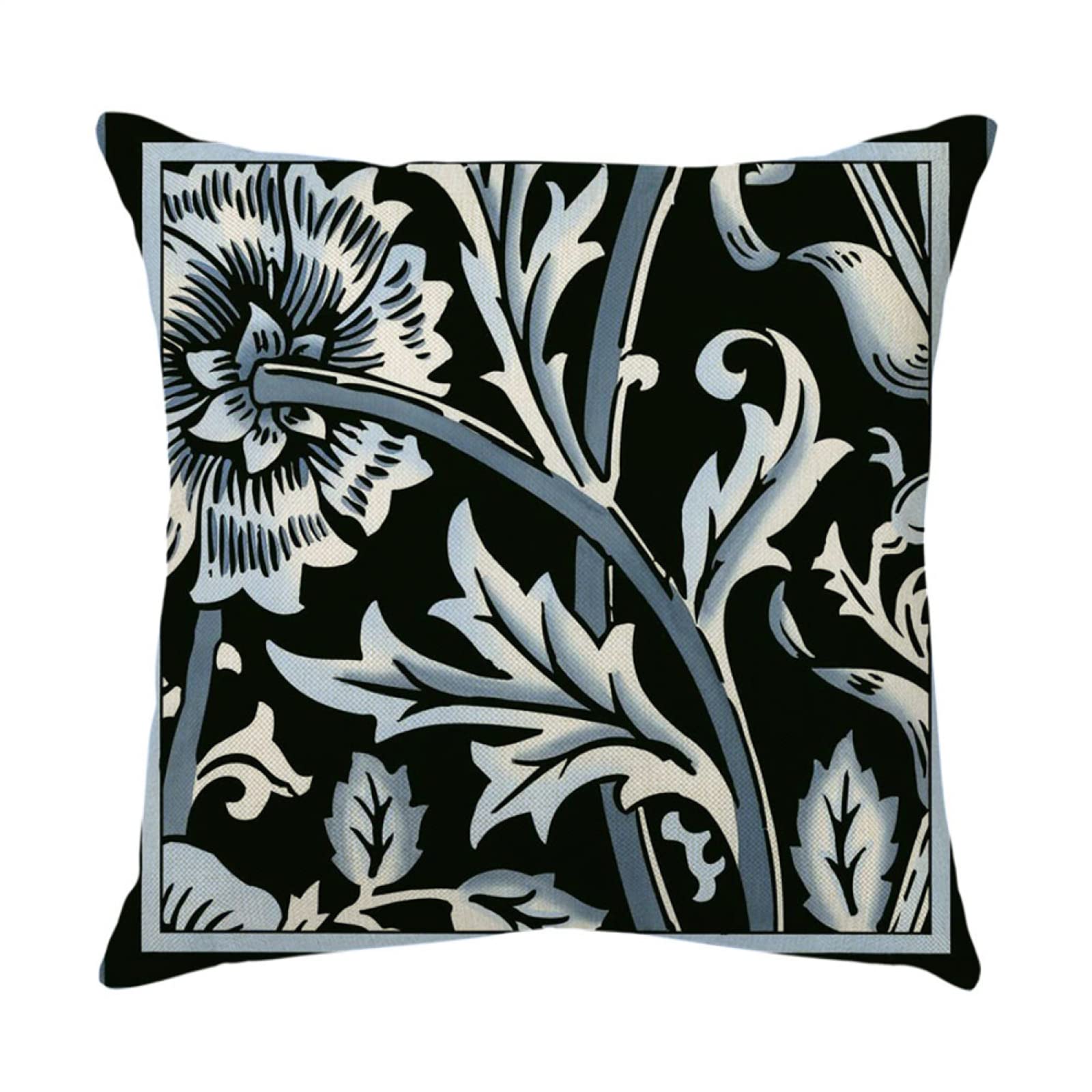 Lot DE 4 Housse De Coussin, Fleurs Abstraites Noires Taie d'oreiller Velvet/Lin Housse Coussin Carré Taies d'oreiller Décoratives pour Canapé Maison Salon Taies d Oreiller 80x80cm/32x32 inch