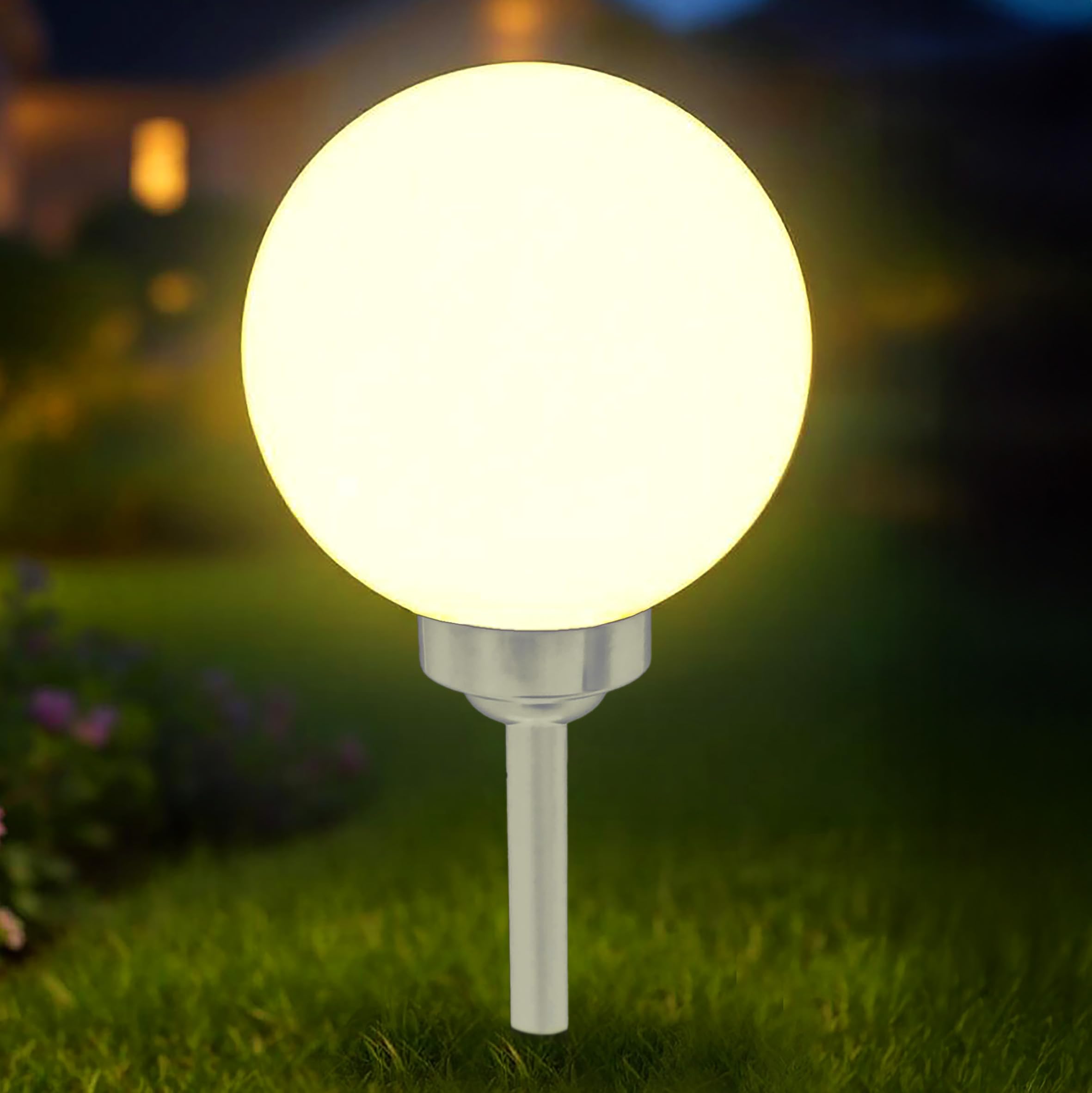 Spetebo LED Solar Leuchtkugel - Ø 25 cm - Kugelleuchte in warmweiß auf 2 Höhen einstellbar - Solarleuchte Garten Lampe Solar Kugel