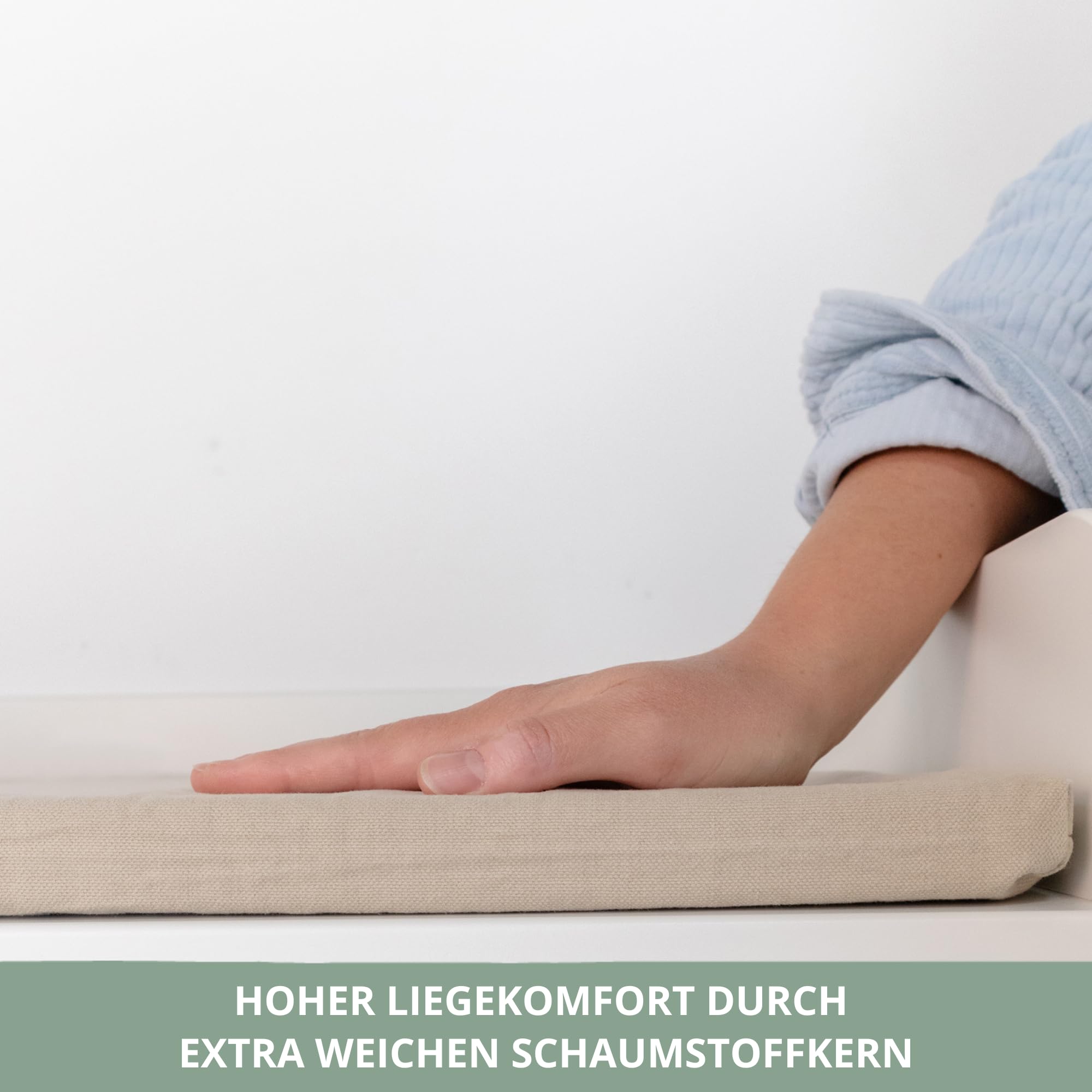 Wickelauflage & Unterlage für IKEA HEMNES/MALM - Pure Beige | Weicher Schaumstoffkern, Bezug 100% Baumwolle · waschbar bei 60°C · inkl. Stoffschlange als Stoßschutz