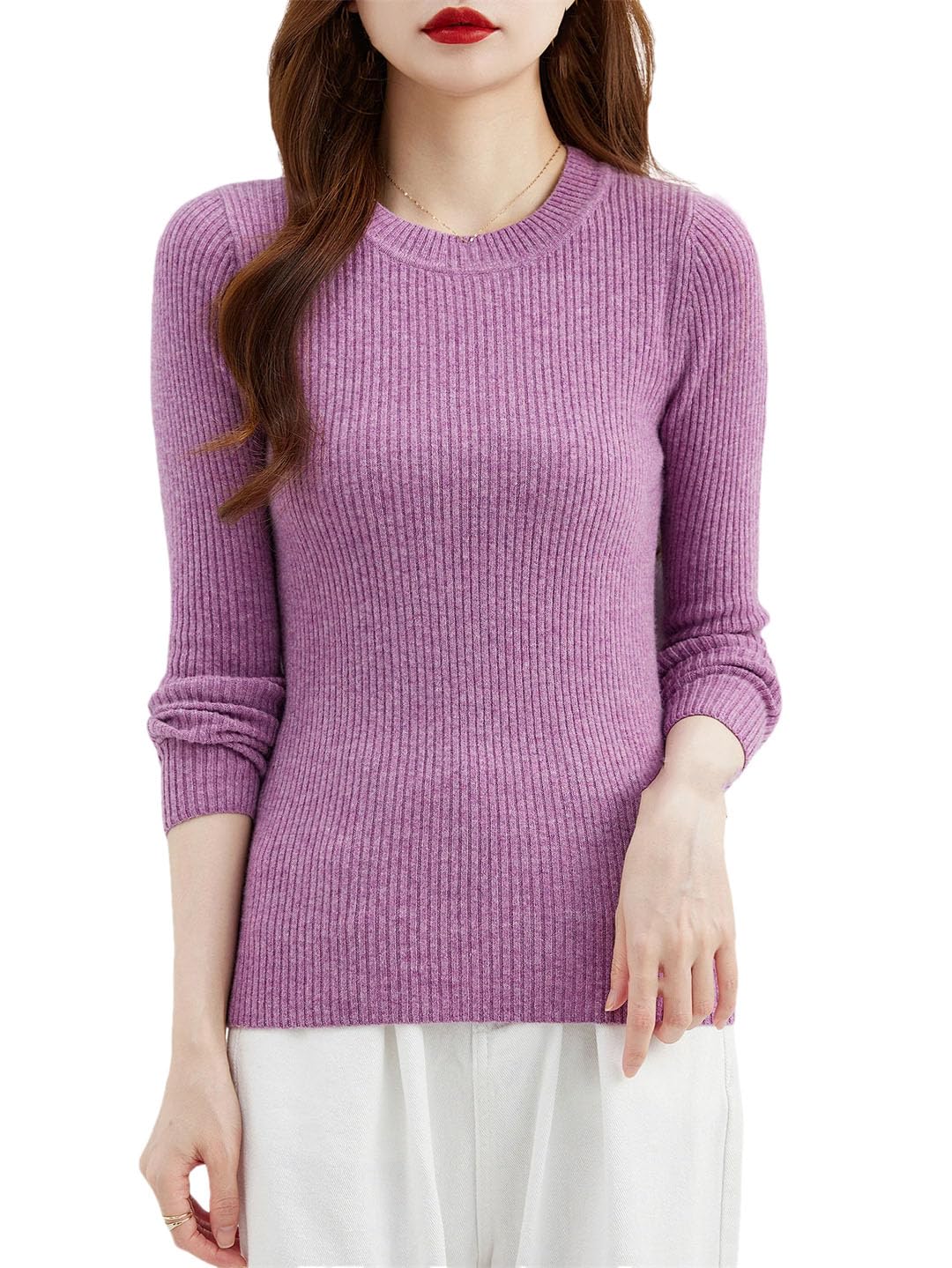 Maglione da donna a collo alto in lana lavorato a maglia a maniche lunghe caldo top