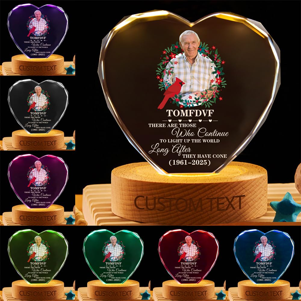 MYZQIFF When You Miss me Have no Fear Personalized Photo Memorial Crystal Globe Lamp, Custom Picture 3D Memory Crystal Ball Night Light Keepsake,Remembrance Sympathy Gift for Loss of Loved Ones