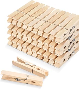 Clothes Pins, Wooden Clothespins for Crafts, Strong Grip Close Pins Birchwood Clothes Clips Laundry Clothesline Clothespin Clothing Pegs for Hanging Baby Clothing Photos, 2.83 Inch, Pack of 50