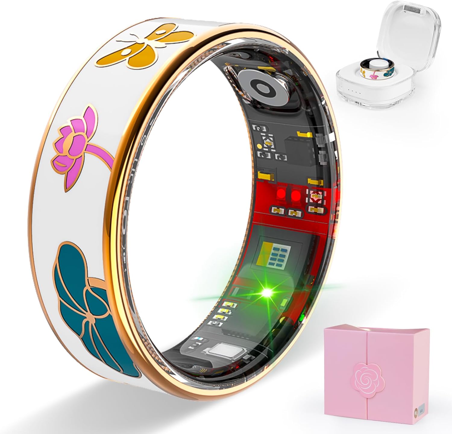 Smart Ring Health Tracker, Men & Women, Featuring a Heart Rate Monitor, Sleep Tracker, 8 Exercise Modes, Step Counter, IP68 Waterproof(White, 9)