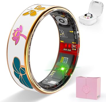Smart Ring Health Tracker, Men & Women, Featuring a Heart Rate Monitor, Sleep Tracker, 8 Exercise Modes, Step Counter, IP68 WaterproofWhite, 10