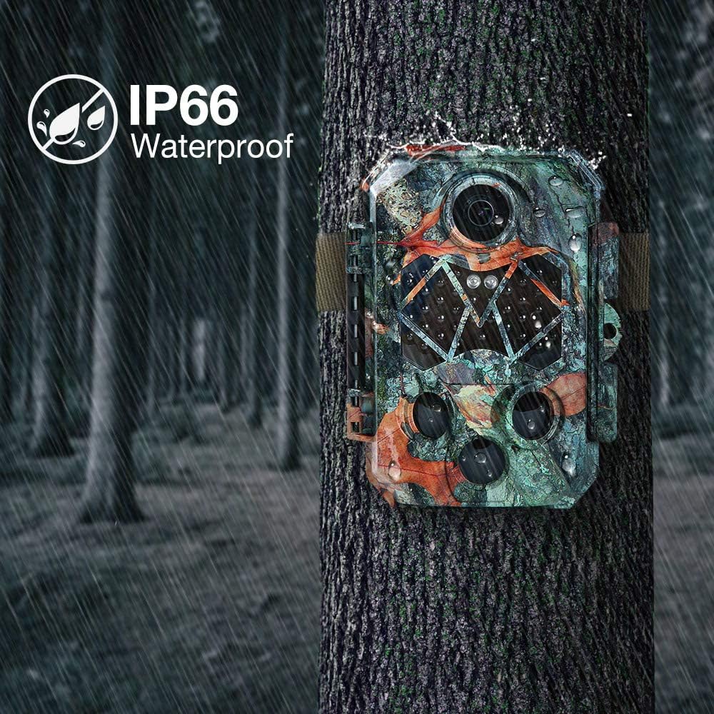 TIDEWE Trail Camera with 32GB SD Card, 32MP 4K Hunting Camera with 0.2s Trigger 3 PIR, 120° Range Night Vision 45 LEDs Waterproof Scouting Camera for Wildlife Monitoring, Home Security, No Battery
