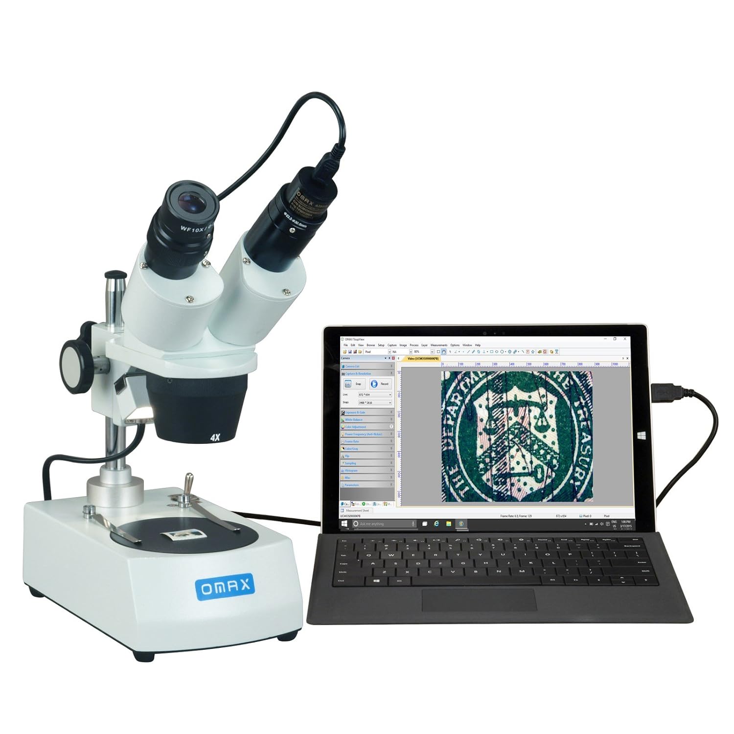 OMAX 20X-40X-80X Student Binocular Stereo Microscope w Dual Lights, 5MP Camera, Cleaning Pack, Book