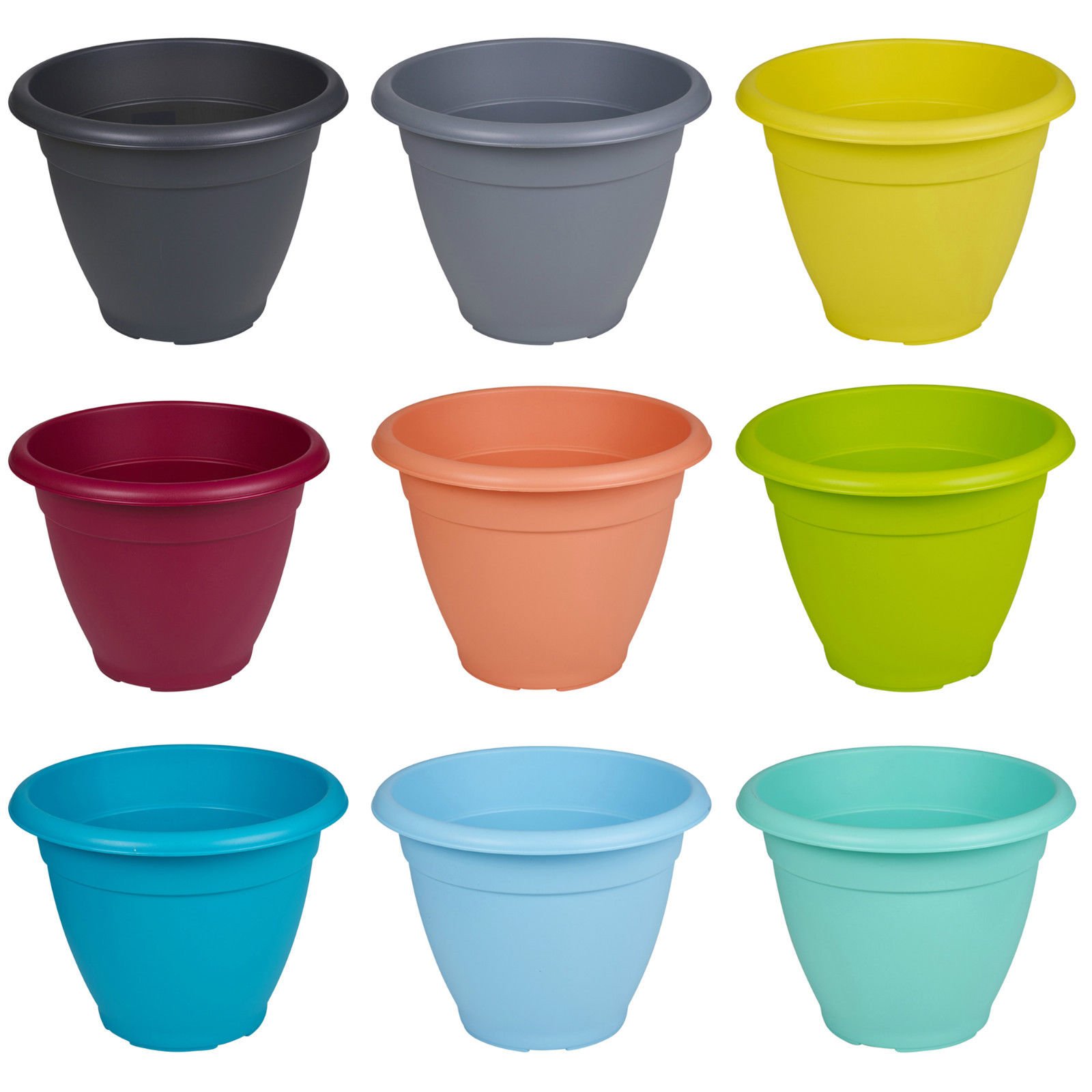 Urbnliving Black 30Cm Plastic Round Flowerpot