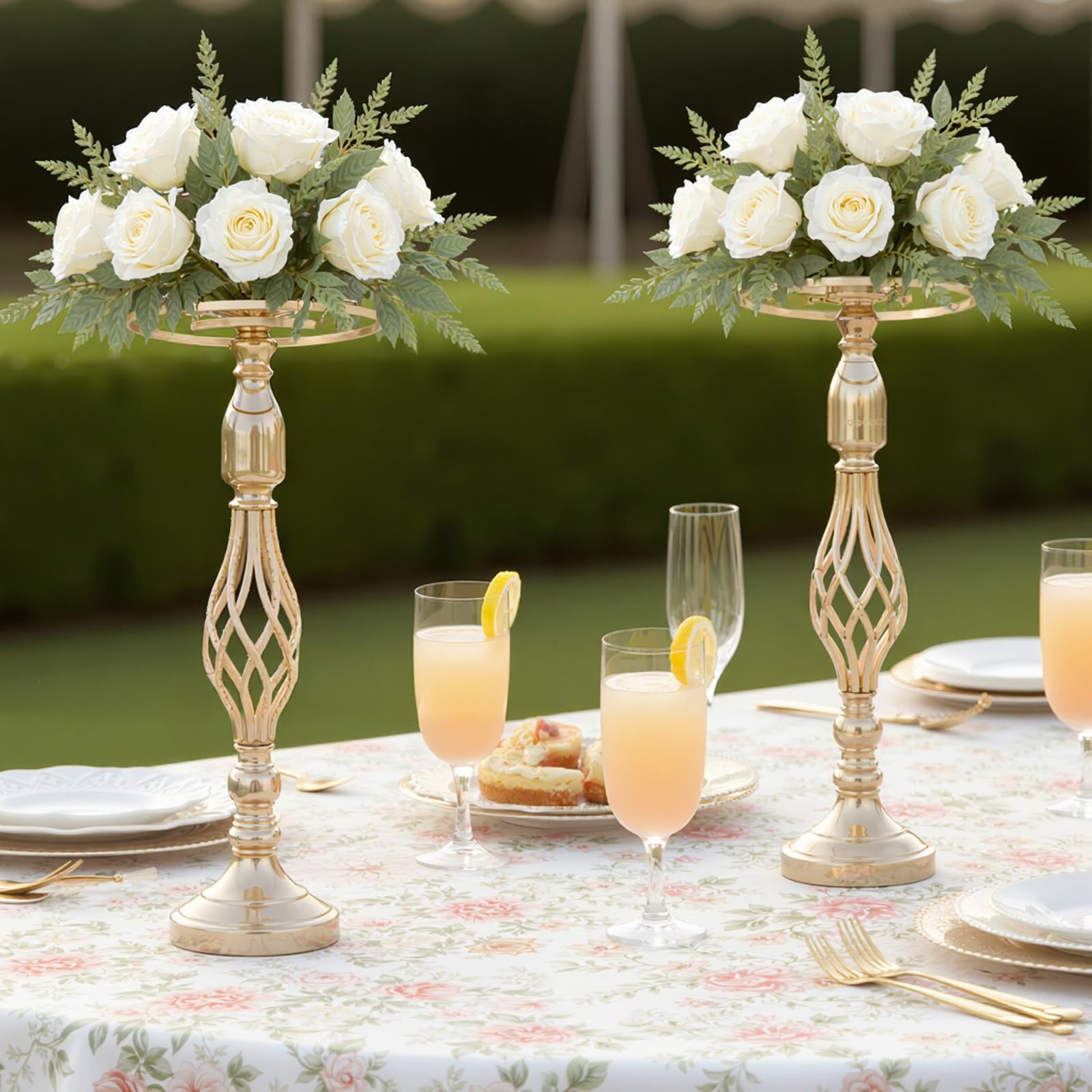 Blumenständer Gold für Hochzeit, 10 Stück Metall Gold Vase, 52cm Hohe Trompete Vasen Metall, Mittelstücke Tischdekoration für Hochzeitstag Party Tafelaufsätze Geburtstag Event Festival Feier Gang