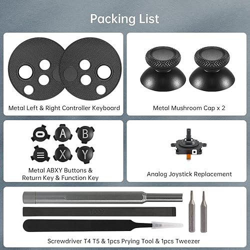 Miniatura 6 de VRbrother Metal Left and Right Controller Replacement Keyboard, Mushroom Caps, ABXY Buttons Return Key Function Key, Analog Joystick Replacement