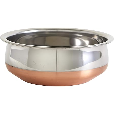 IMUSA USA Copper South Asian 8.5" Stainless Steel Handi with Beautiful Bottom