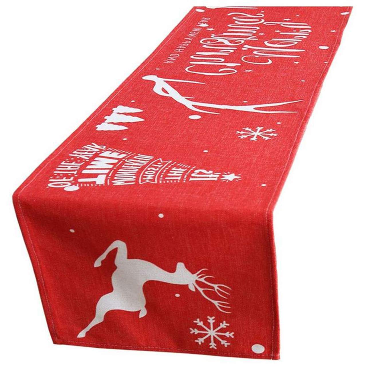MOOZON Christmas Table Runner, Christmas Elk Table Runner 71 x12 Inch for Christmas Table Decoration, Red