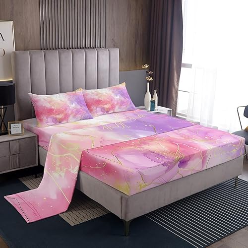 Erosebridal Juego de sábanas bajeras de galaxia para niños y niñas, diseño de cielo estrellado, tamaño individual, juego de sábanas brillantes en